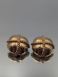 Vintage Gold-Tone Domed Rope Wrap Clip-On Earrings