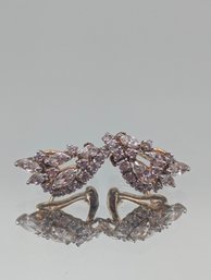 Intage Marquise-Cut CZ Cluster Crawler Earrings In Gold Tone