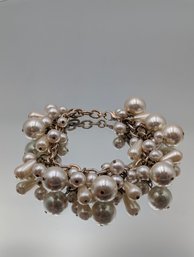 Vintage Chunky Faux Pearl Cluster Bracelet