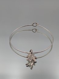 Tropical Palm Tree Crystal Charm Bangle
