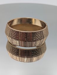 Cookie Lee Rose Gold Tone Textured Geometric Hinged Bangle Bracelet