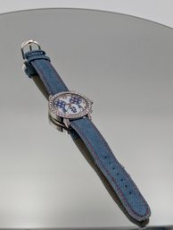 Disney Mickey Mouse Americana Denim & Rhinestone Watch - New Battery Needed