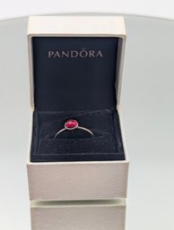Pandora Sterling Silver 'July Birthstone' Ring - Red Synthetic Ruby - Size US 9