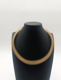 Vintage Avon Gold Tone Woven Mesh Statement Necklace - Hallmarked