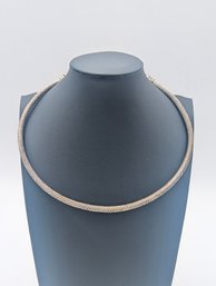 Vintage Silver Tone Cable Torque Necklace - Adjustable Open Cuff Style