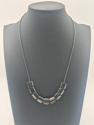 Vintage Monet Gunmetal Snake Chain Necklace With Sliding Barrel Beads