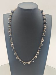 Chico's Black & Hematite Grey Rhinestone Rivire Necklace - Gold Tone