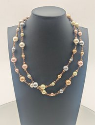 Boho Chic Satin Finish Pearl Long Strand Necklace
