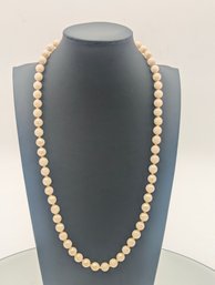 Vintage Knotted Faux Pearl Necklace With Filigree Sterling Silver Box Clasp