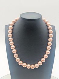 Blush Pink Faux Pearl Necklace With Gold-Tone Adjustable Clasp