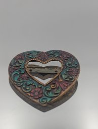 Ornate Filigree Open Heart Brooch