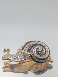 Gold-Tone Pave Crystal Snail Brooch