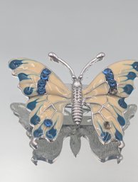 Blue & Cream Enamel Butterfly Brooch