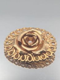 Gold-Tone Floral Rose Brooch