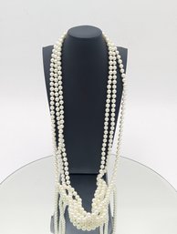 Long 54' Faux Pearl Necklace Rope - Endless Cream White Pearl Strand