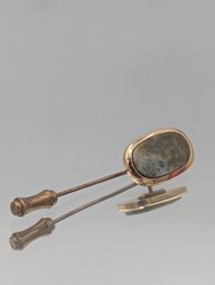 Gold Tone Stone Stick Pin Lapel Hat Pin