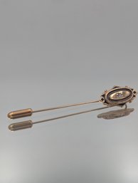 Avon Gold Tone Black Enamel Rhinestone Stick Pin