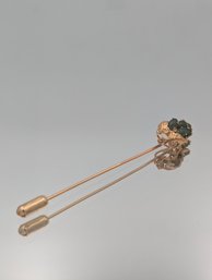Gold Tone Green Stone Grape Cluster Stick Pin