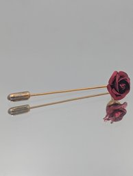 Red Rose Stick Pin Gold Tone