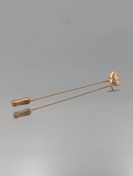 Gold Tone Double Heart Stick Pin