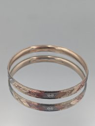 Tri-Tone Etched Bangle Bracelet 2.5'