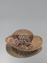 1928 Jewelry Co. Gold Tone Straw Hat Brooch