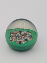 Murano Millefiori Style Multi Color Glass Paperweight