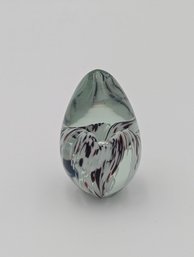 Signed Art Glass Egg Paperweight - Spatter Swirl Pattern