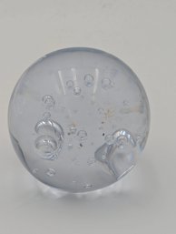 Controlled Bubble Art Glass Sphere Paperweight