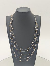 Multi Strand Floating Bead Necklace Silver Tone Gold Tone 18'