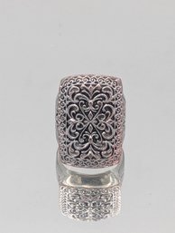 Large Silver Tone Ornate Filigree Statement Ring Size 8