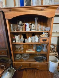 Vintage & Antique Mixed Lot, 4 Shelves, Lantern, Glass & More