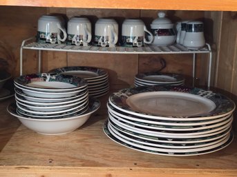 Gabbay Houses Pattern Dinnerware Set With Mugs & Plates