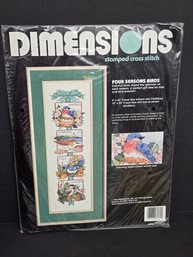 Vintage Dimensions Stamped Cross Stitch Kit Four Seasons Birds #3130 1992 Sealed NIP
