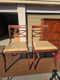 Vintage Hepplewhite Style Mahogany Dining Chair Upholstered Seat- Left Chair Only