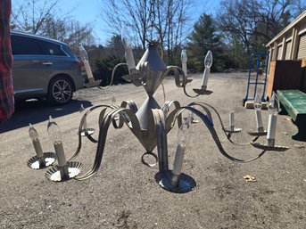 Vintage Primitive Tin Chandelier