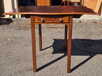 Vintage Cherry Drop-Leaf Side Table With Drawer