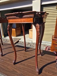 Vintage Carved Mahogany Cabriole Leg End Table #2