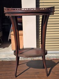 Vintage Mahogany Two-Tier Table With Brass Gallery