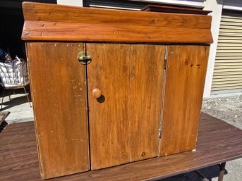 Antique Primitive Pine Dry Sink Cabinet Blue Interior