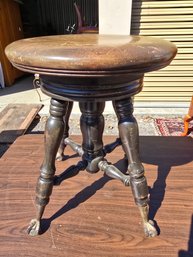 Antique Victorian Piano Stool With Claw Feet