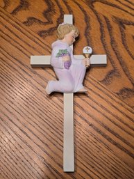 Vintage Roman Inc Taiwan First Communion Wall Cross Boy With Chalice Grapes