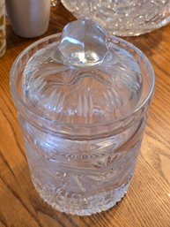 Vintage Etched Cut Glass Apothecary Jar