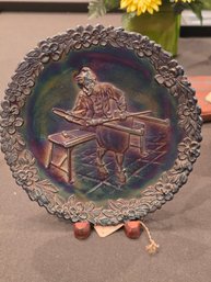 Fenton 1970 Carnival Glass Collector Plate #1 Annual Series Jamestown Glassblower Original Tag