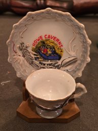 Vintage Howe Caverns New York Souvenir Miniature Cup And Saucer