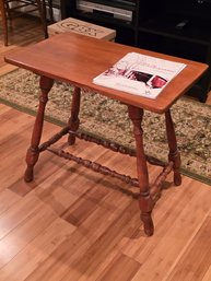 Vintage Wooden Lamp Table Turned Splayed Legs H-Stretcher