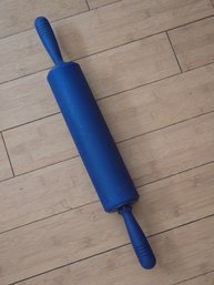 Weighted Silicone Rolling Pin Navy Blue Fixed Handles Baking Pastry Tool