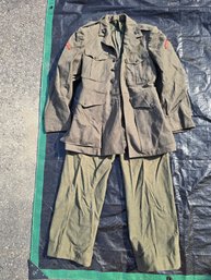 Vintage USMC US Marines Dress Green Wool Uniform Jacket Trousers Corporal Insignia 1950s Korean War