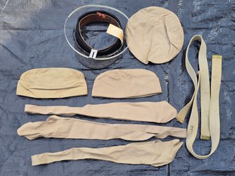Vintage USMC US Marines Khaki Uniform Accessories Lot Garrison Caps Neckties Web Belt 1950s Korean War