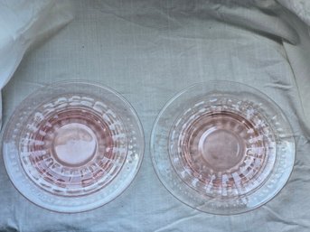 Vintage Pink Depression Glass Plates Lot 4 Mixed Patterns Salad Bread Plates